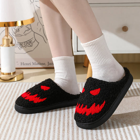 Plusock Plus Size Halloween Ghost Face Print Slippers