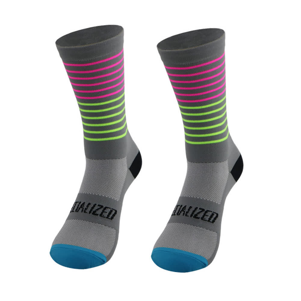 Stripe Print Cycling Quarter Compression Socks(4 Pairs)
