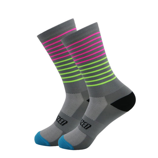 Plusock Stripe Print Cycling Quarter Compression Socks(4 Pairs)