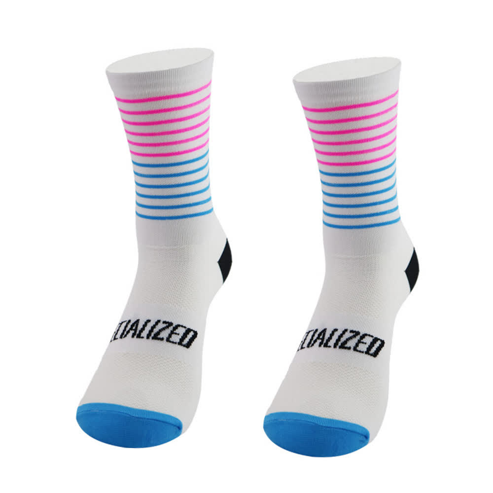 Stripe Print Cycling Quarter Compression Socks(4 Pairs)