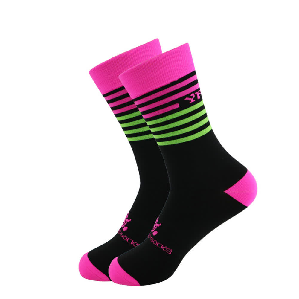 Stripe Black Cycling Quarter Compression Socks(4 Pairs)