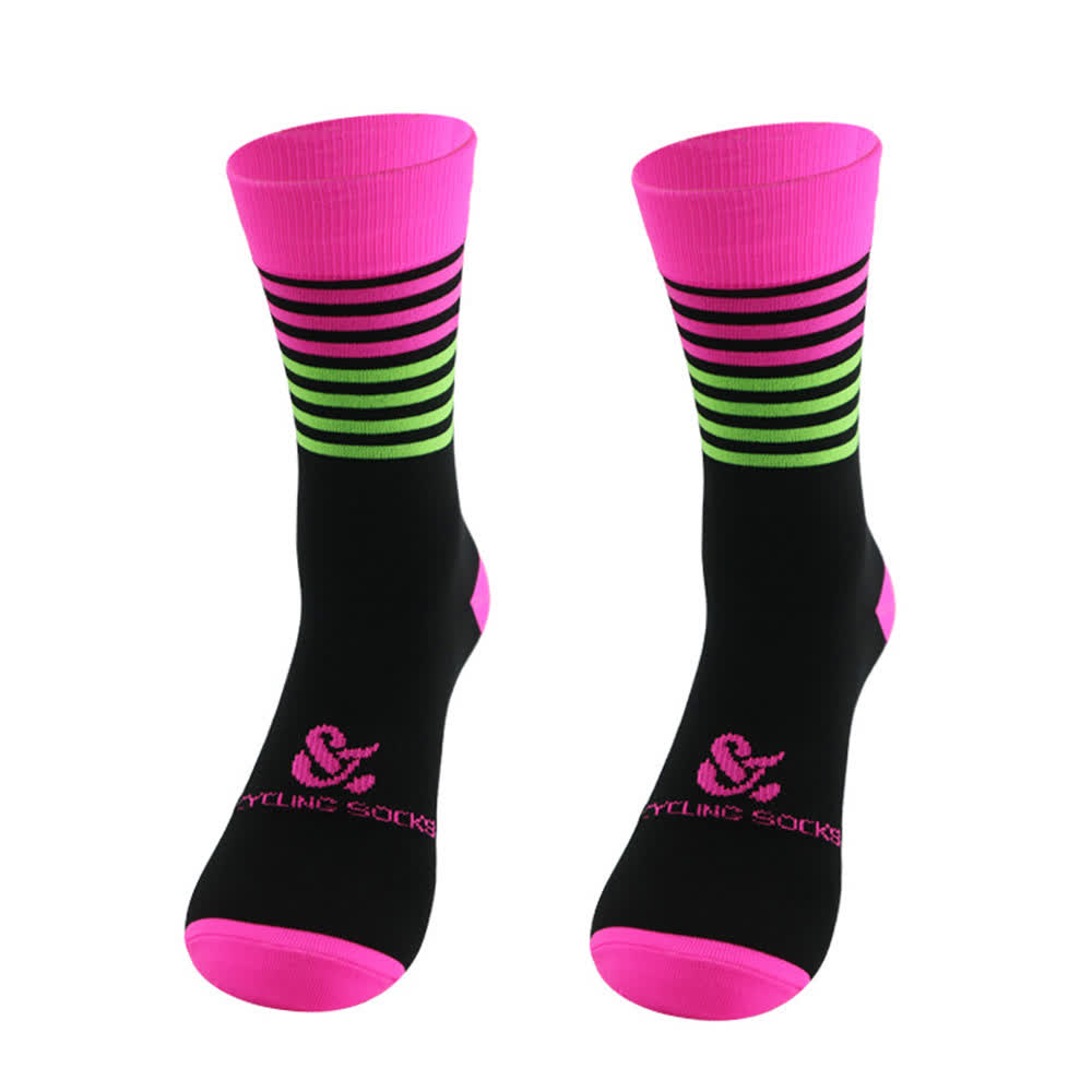 Stripe Black Cycling Quarter Compression Socks(4 Pairs)