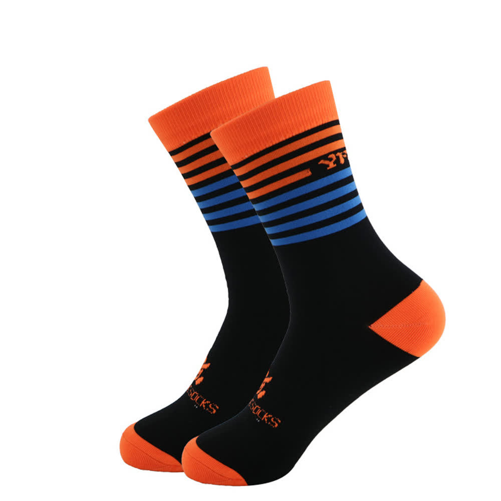Stripe Black Cycling Quarter Compression Socks(4 Pairs)