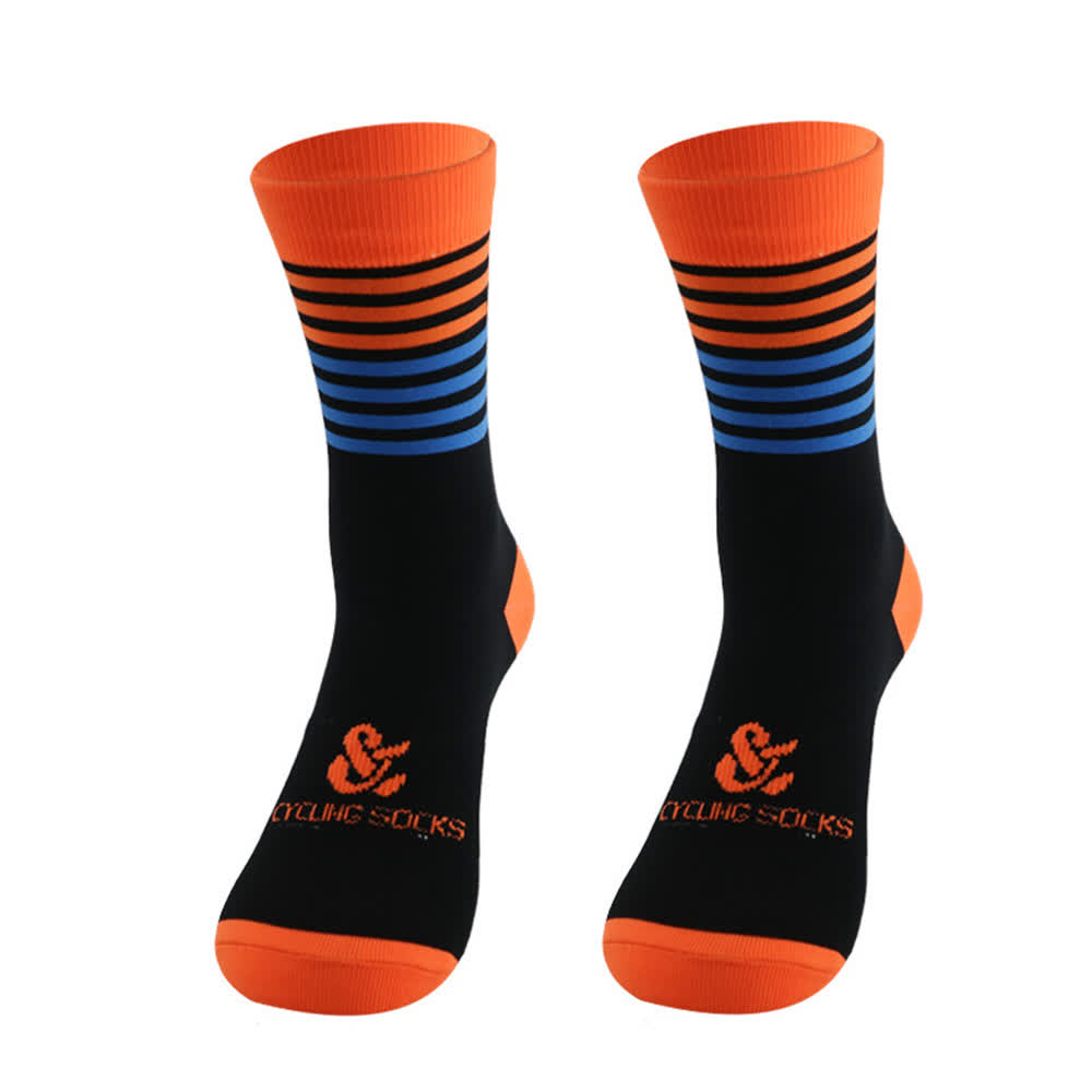 Stripe Black Cycling Quarter Compression Socks(4 Pairs)