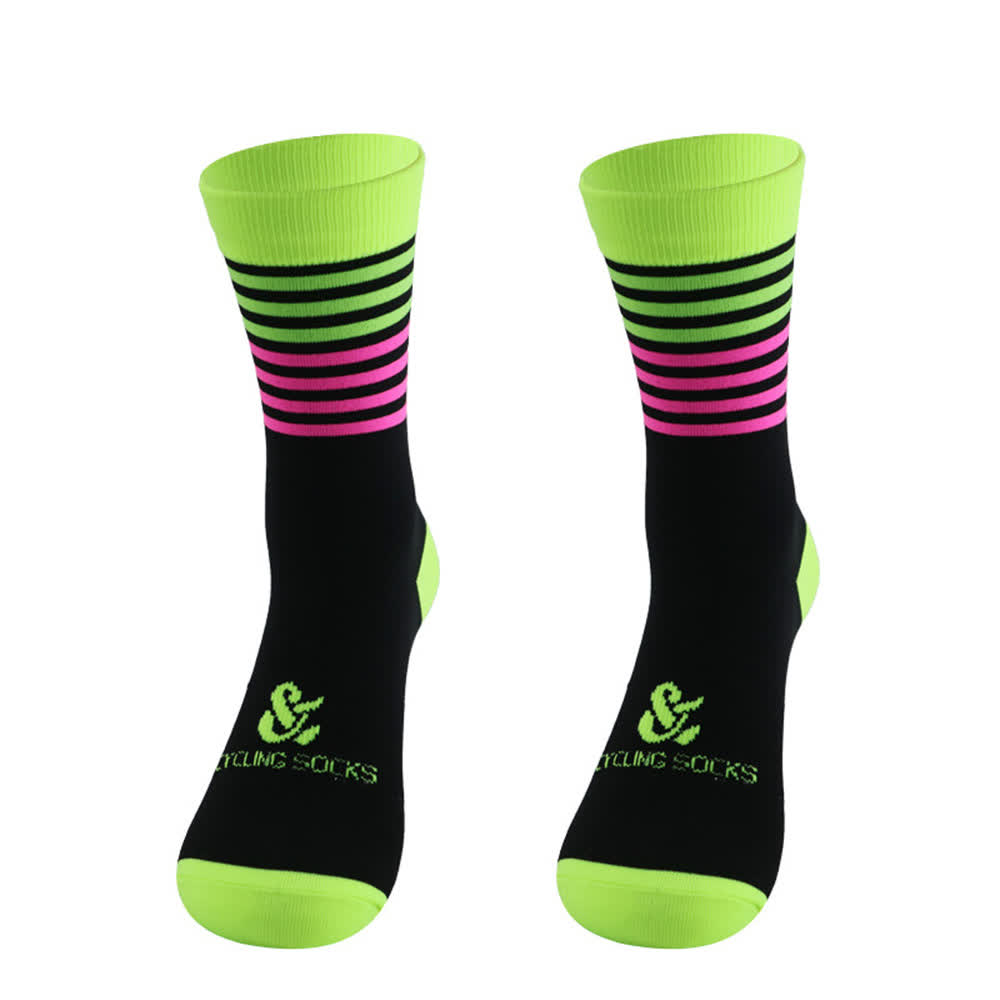 Stripe Black Cycling Quarter Compression Socks(4 Pairs)