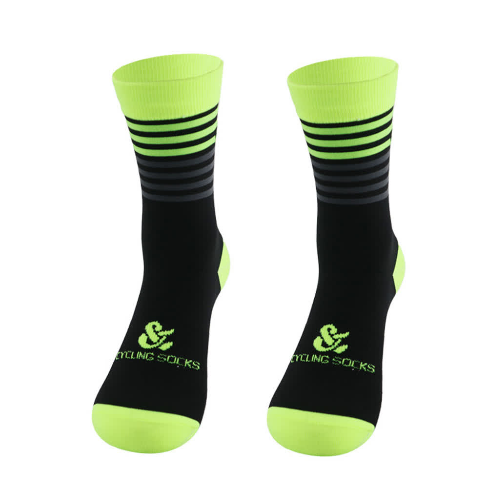 Stripe Black Cycling Quarter Compression Socks(4 Pairs)