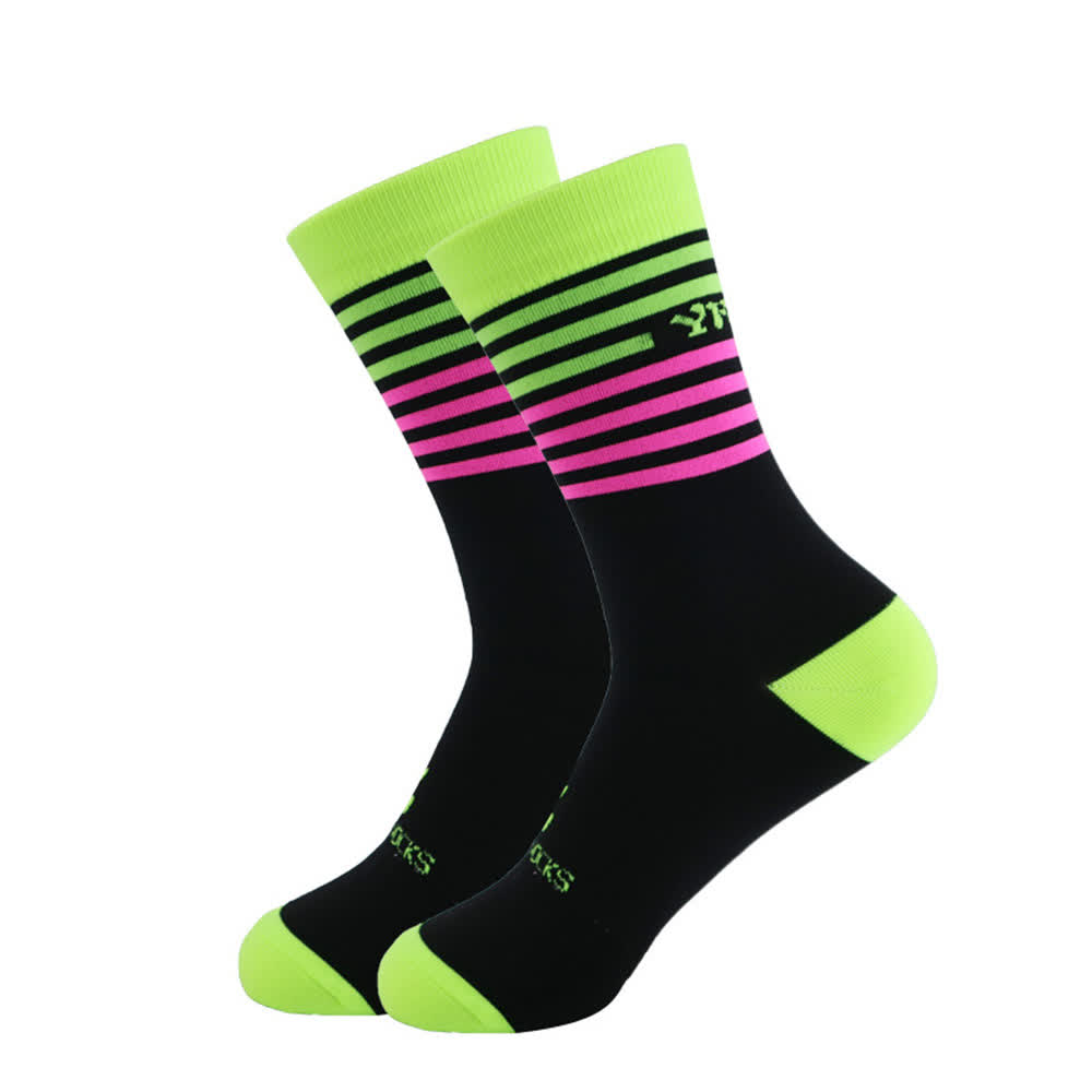 Stripe Black Cycling Quarter Compression Socks(4 Pairs)