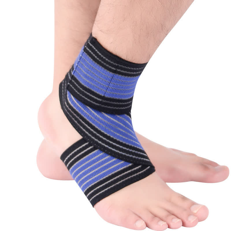 Thin Elastic Velcro Wrap Ankle Braces - Black&Blue - One Size - image 1