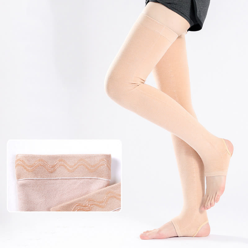 Solid Color Cotton Thigh Sleeves with Non-slip Silicone Grip