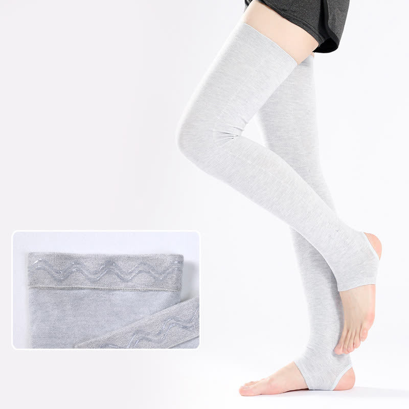 Solid Color Cotton Thigh Sleeves with Non-slip Silicone Grip