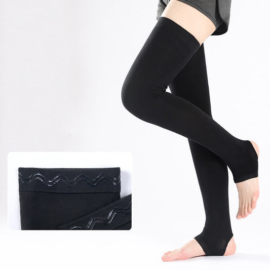 Solid Color Cotton Thigh Sleeves with Non-slip Silicone Grip