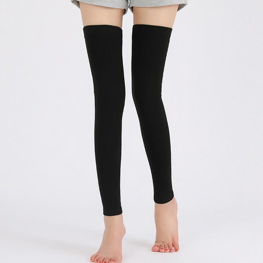 Plusock Solid Color Thin Knitted Elastic Thigh Sleeves