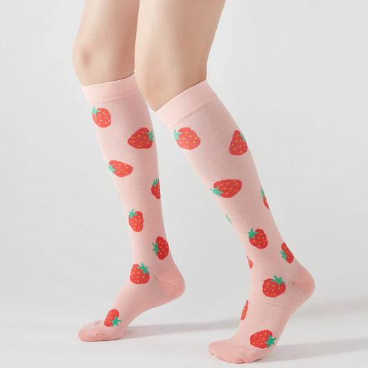 Plusock Fruit Animal Print Compression Knee High Socks(4 Pairs)