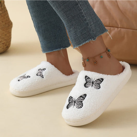 Plusock Plus Size Cute Butterfly Print Slippers