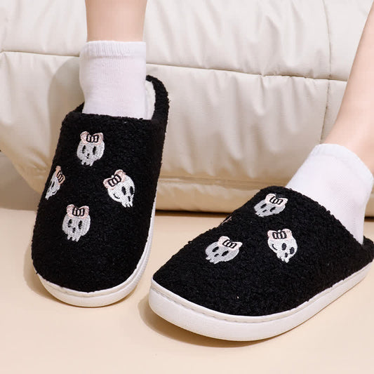 Plusock Plus Size Halloween Cute Skull Print Slippers