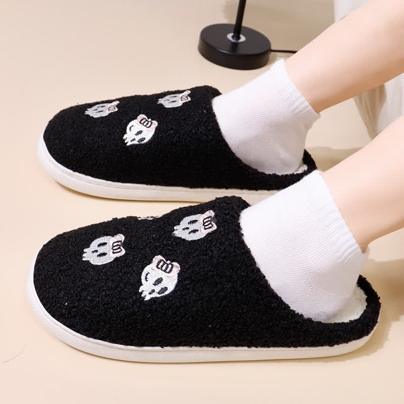 Plus Size Halloween Cute Skull Print Slippers