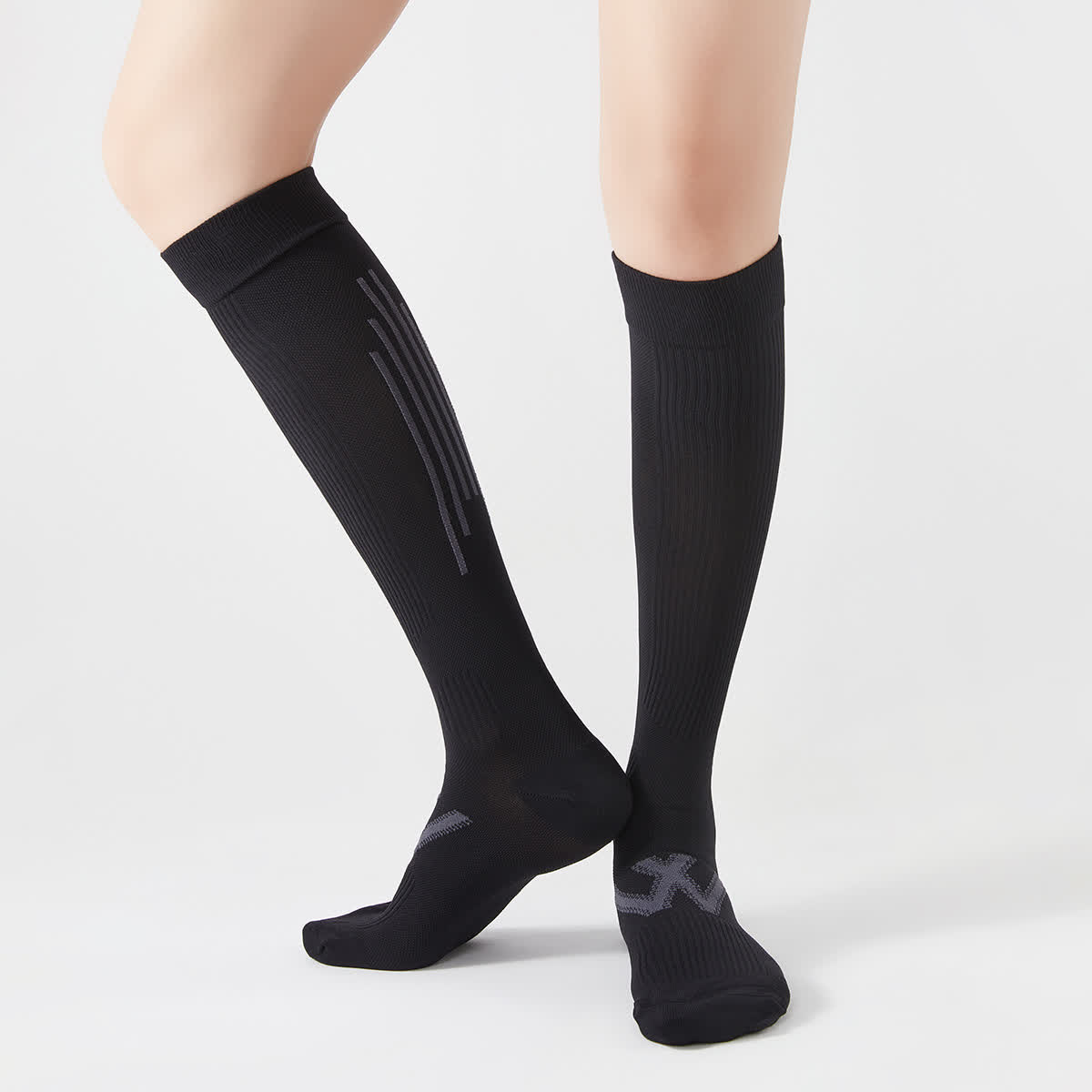 Plusock Striped Sports Compression Knee High Socks(4 Pairs)