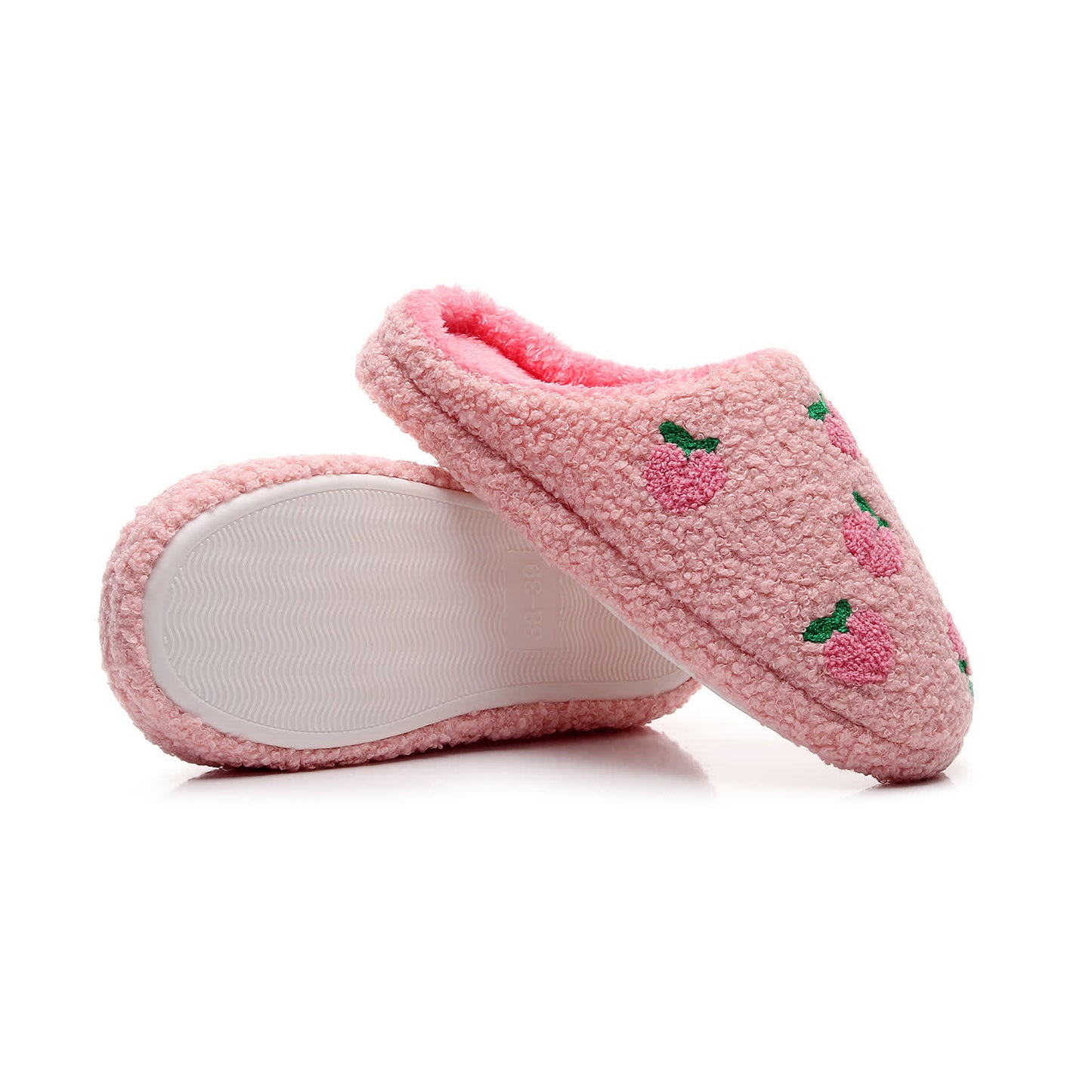 Plus Size Peach Plush Slippers
