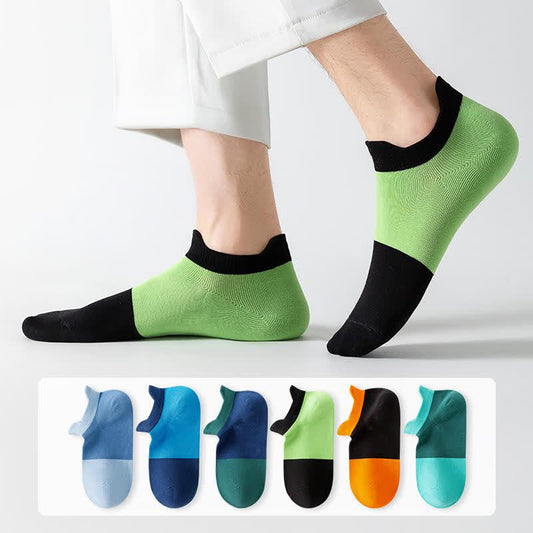 Plusock Cotton Color Block Breathable Ankle Socks(6 Pairs)