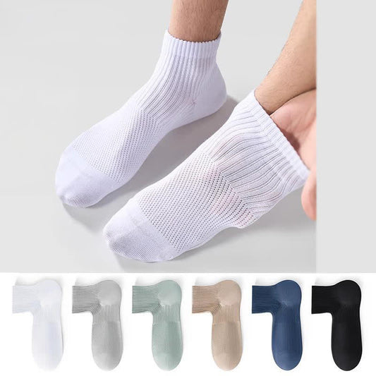 Plusock Cotton Solid Color Mesh Breathable Basic Ankle Socks(6 Pairs)
