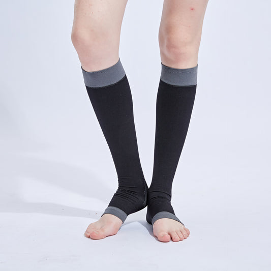 Black Open-toe Compression Knee-high Socks(3 Pairs) - image 1