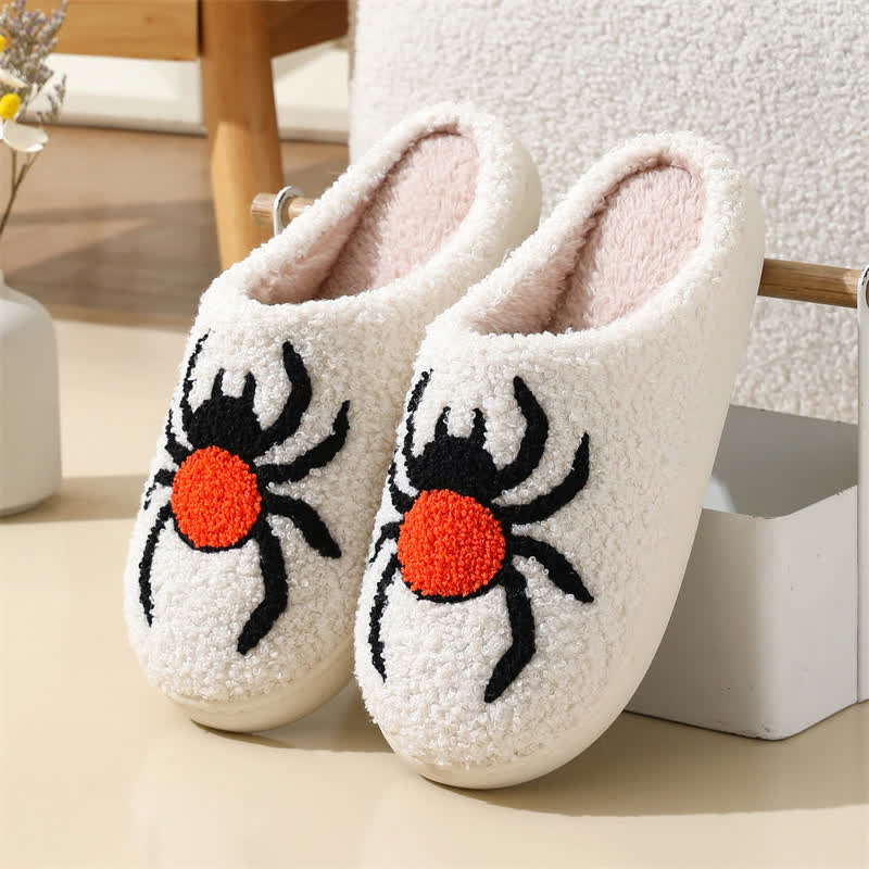 Plus Size Halloween Element Print Slippers - White - Spider - EU42-43(US8.5-9) - image 3