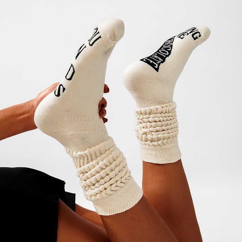 Printed Sole Knee High Socks - Beige - EU36-43(US3-9) - image 4