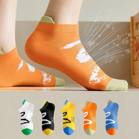 Plus Size Ink Brush Ankle Compression Socks(5 Pairs) - Multicolor - EU36-44(US3-10) - image 1