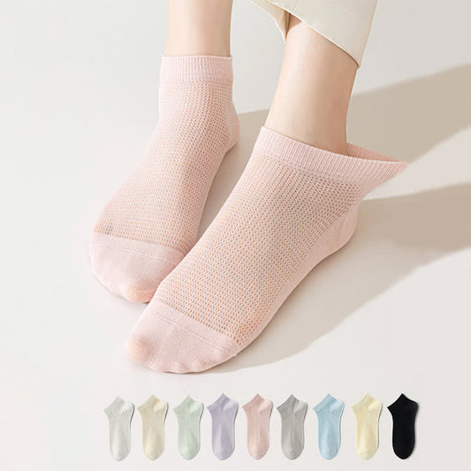 Mesh Breathable Mulberry Silk No Show Socks(9 Pairs) - Multicolor - EU36-40(US3-7) - image 1