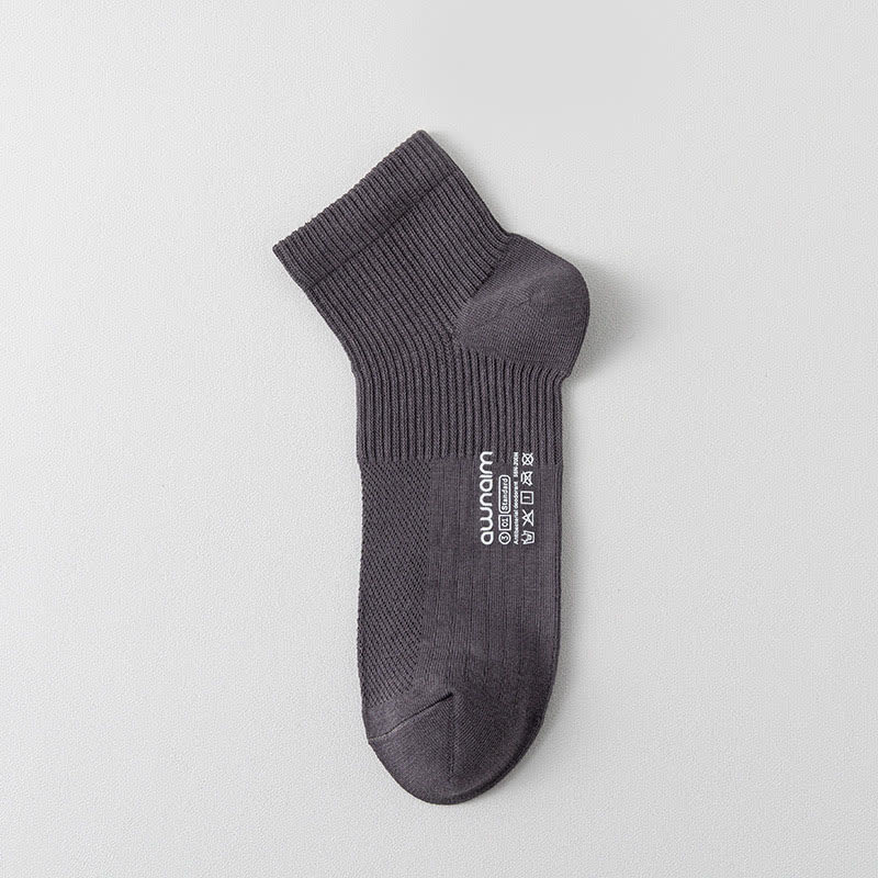 Mesh Cotton Letter Print Ankle Socks(7 Pairs) - Dark Grey - EU39-44(US6-10) - image 12