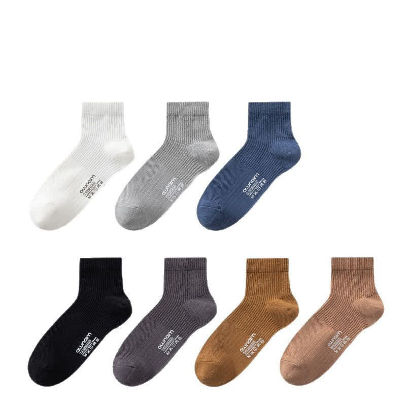 Mesh Cotton Letter Print Ankle Socks(7 Pairs) - Multicolor - EU39-44(US6-10) - image 2