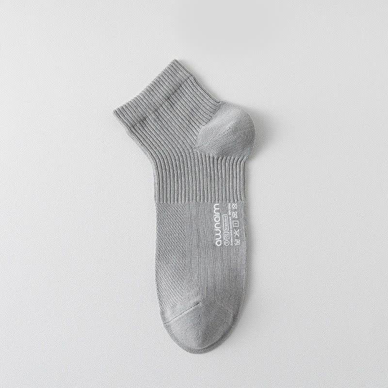 Mesh Cotton Letter Print Ankle Socks(7 Pairs) - Light Gray - EU39-44(US6-10) - image 11