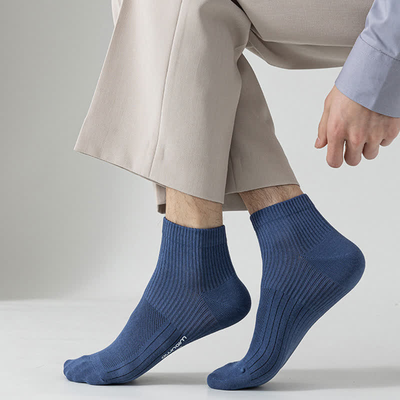 Mesh Cotton Letter Print Ankle Socks(7 Pairs) - image 9