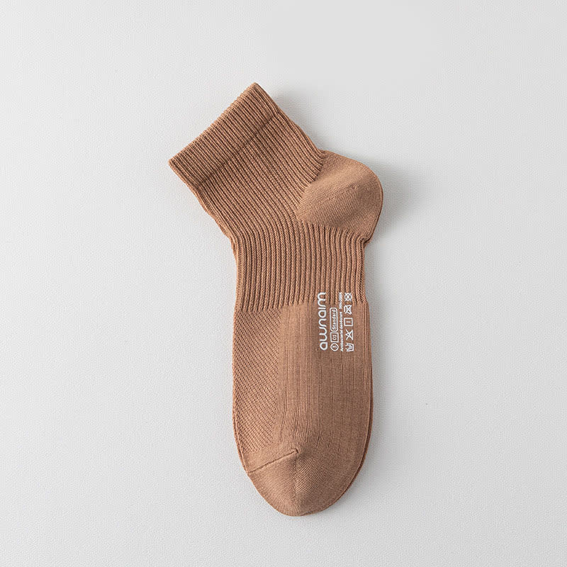 Mesh Cotton Letter Print Ankle Socks(7 Pairs) - Khaki - EU39-44(US6-10) - image 8