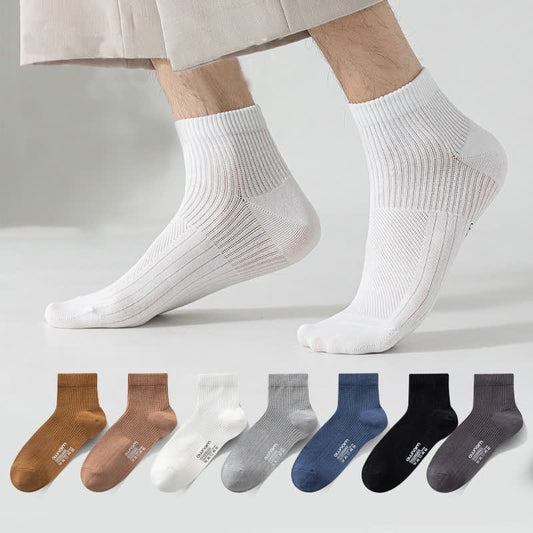 Mesh Cotton Letter Print Ankle Socks(7 Pairs) - image 1