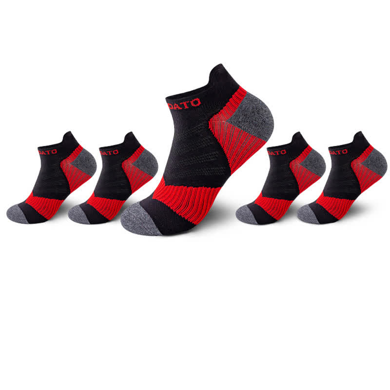 Colorblock Letter Print Ankle Compression Socks(5 Pairs) - Red - EU39-44(US6-10) - image 5
