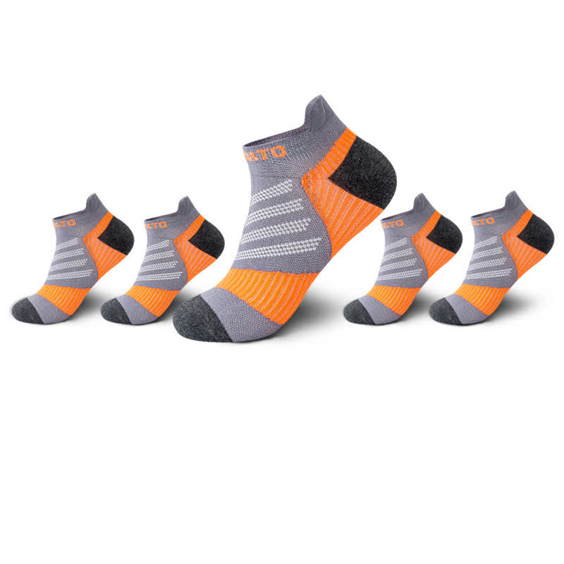 Colorblock Letter Print Ankle Compression Socks(5 Pairs) - Orange - EU39-44(US6-10) - image 10