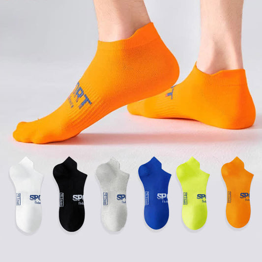 Solid Color Letter Print Breathable Ankle Socks(6 Pairs) - image 1