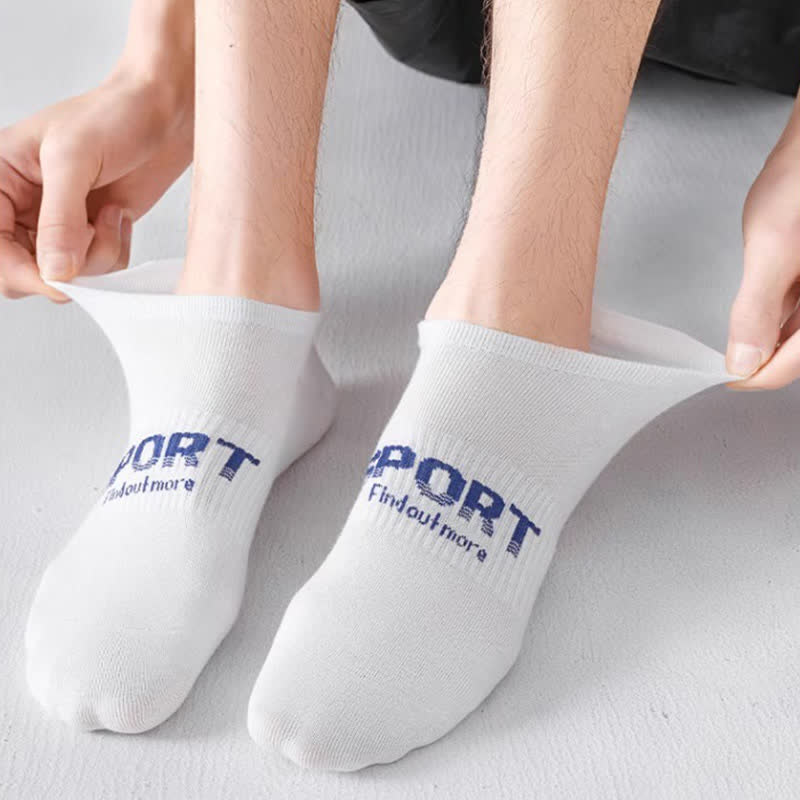 Solid Color Letter Print Breathable Ankle Socks(6 Pairs) - image 4