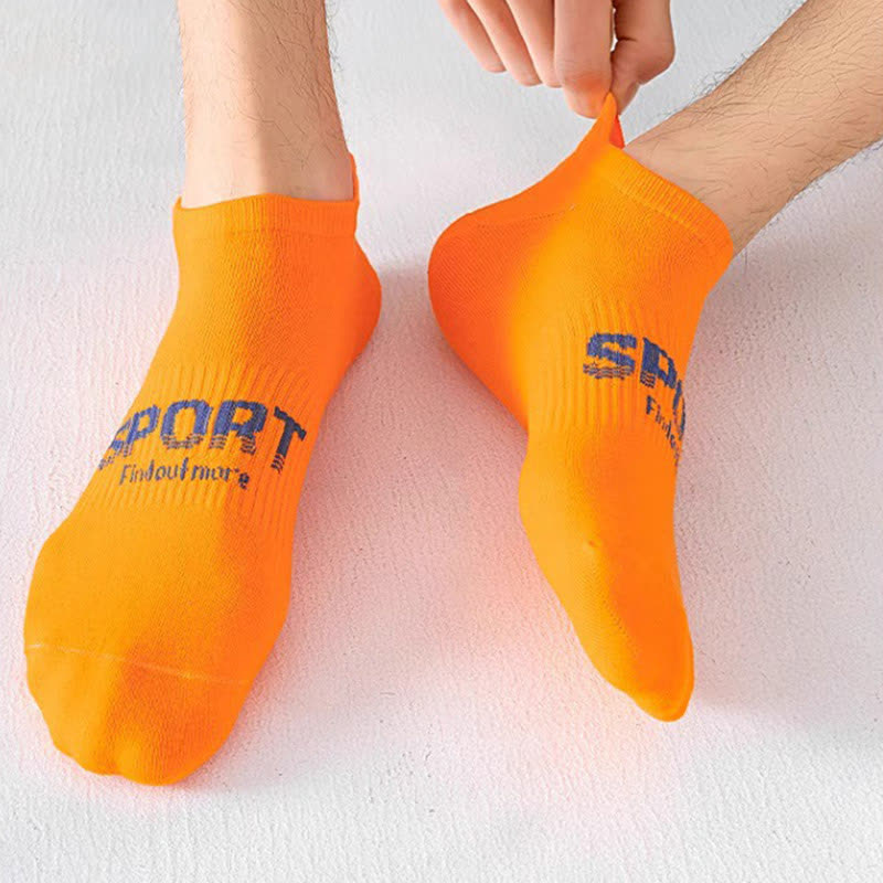 Solid Color Letter Print Breathable Ankle Socks(6 Pairs) - image 13