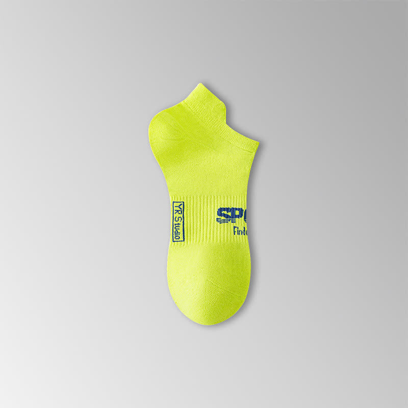 Solid Color Letter Print Breathable Ankle Socks(6 Pairs) - Yellow - EU38-45(US5-11) - image 9