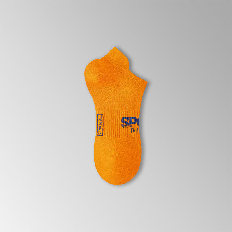 Solid Color Letter Print Breathable Ankle Socks(6 Pairs) - Orange - EU38-45(US5-11) - image 14