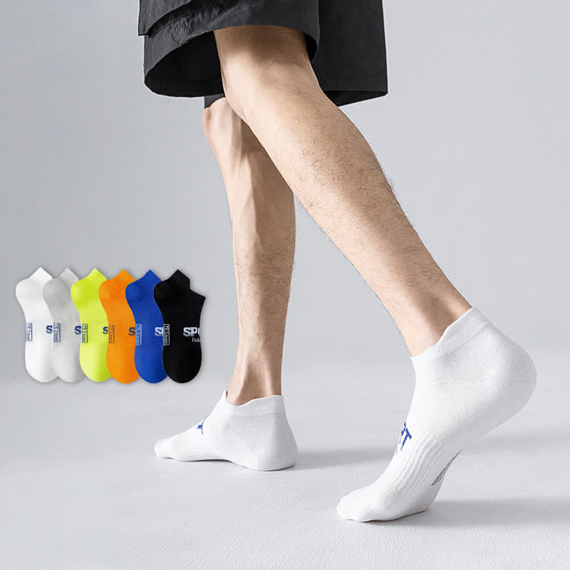Solid Color Letter Print Breathable Ankle Socks(6 Pairs) - image 2