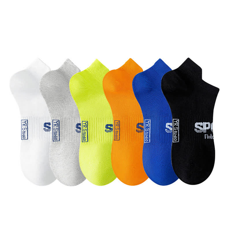 Solid Color Letter Print Breathable Ankle Socks(6 Pairs) - Multicolor - EU38-45(US5-11) - image 3