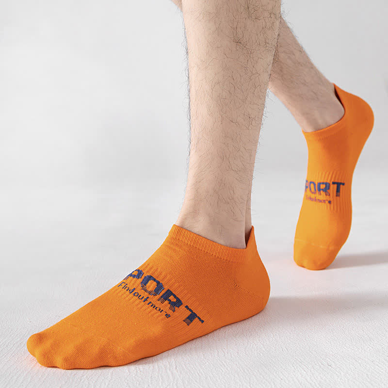 Solid Color Letter Print Breathable Ankle Socks(6 Pairs) - image 12