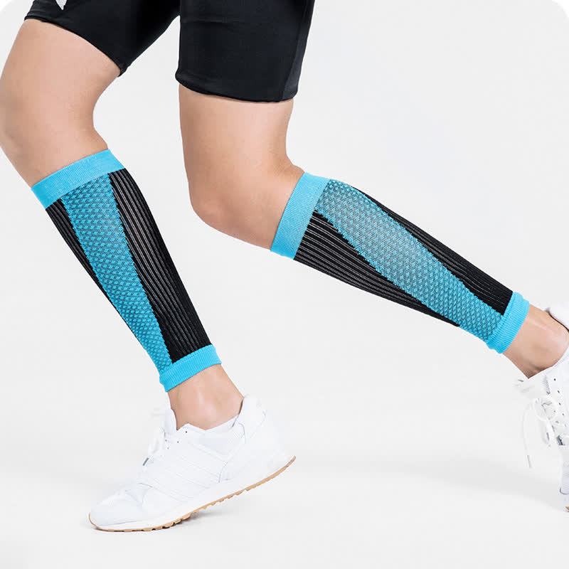 Breathable Athletic Compression Calf Sleeve - Blue - L - image 6