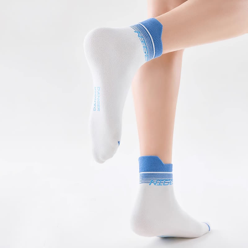 Striped Letter Print Cotton Ankle Compression Socks(5 Pairs) - image 6