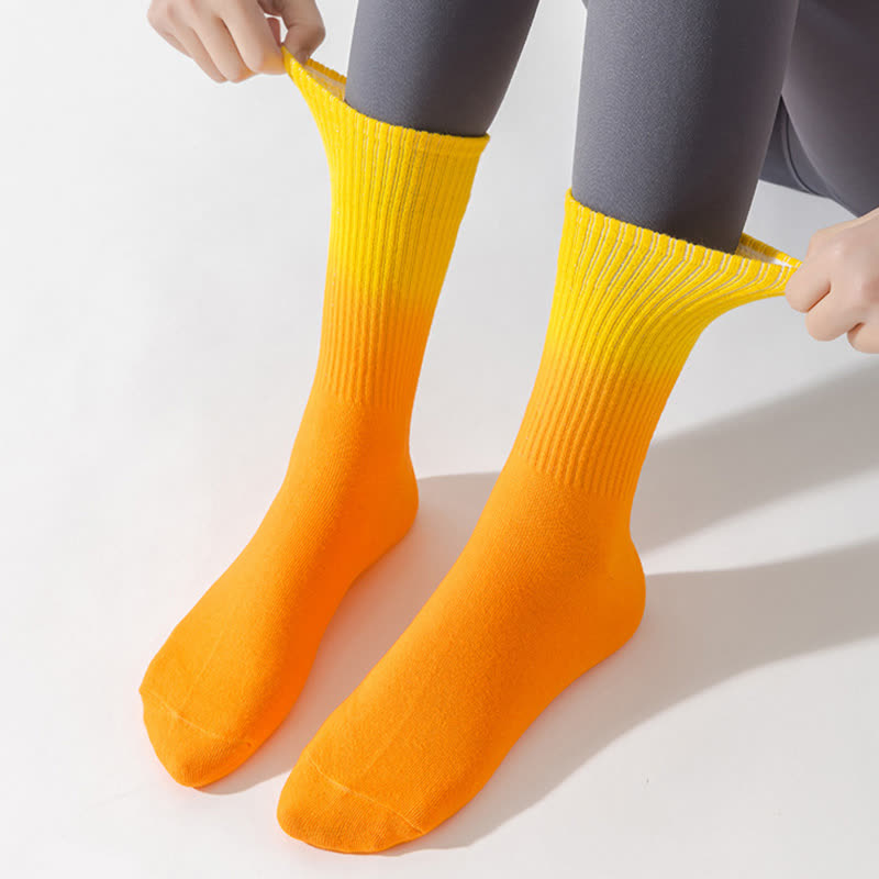 Gradient Color Block Quarter Compression Socks(6 Pairs) - image 5
