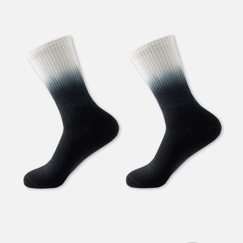Gradient Color Block Quarter Compression Socks(6 Pairs) - Black - EU35-42(US3-8.5) - image 3