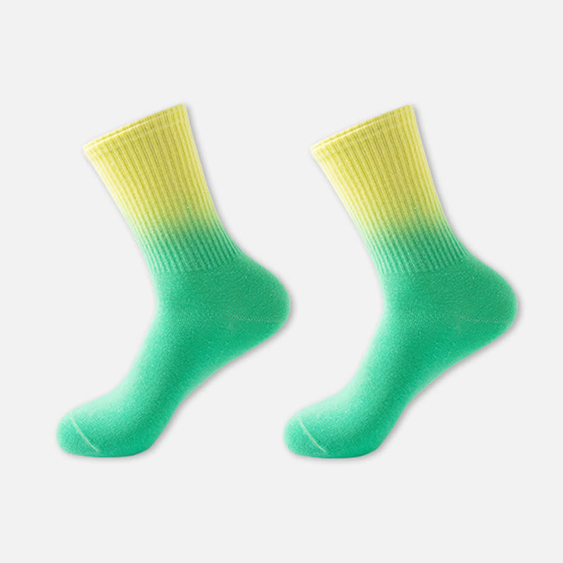 Gradient Color Block Quarter Compression Socks(6 Pairs) - Green - EU35-42(US3-8.5) - image 11